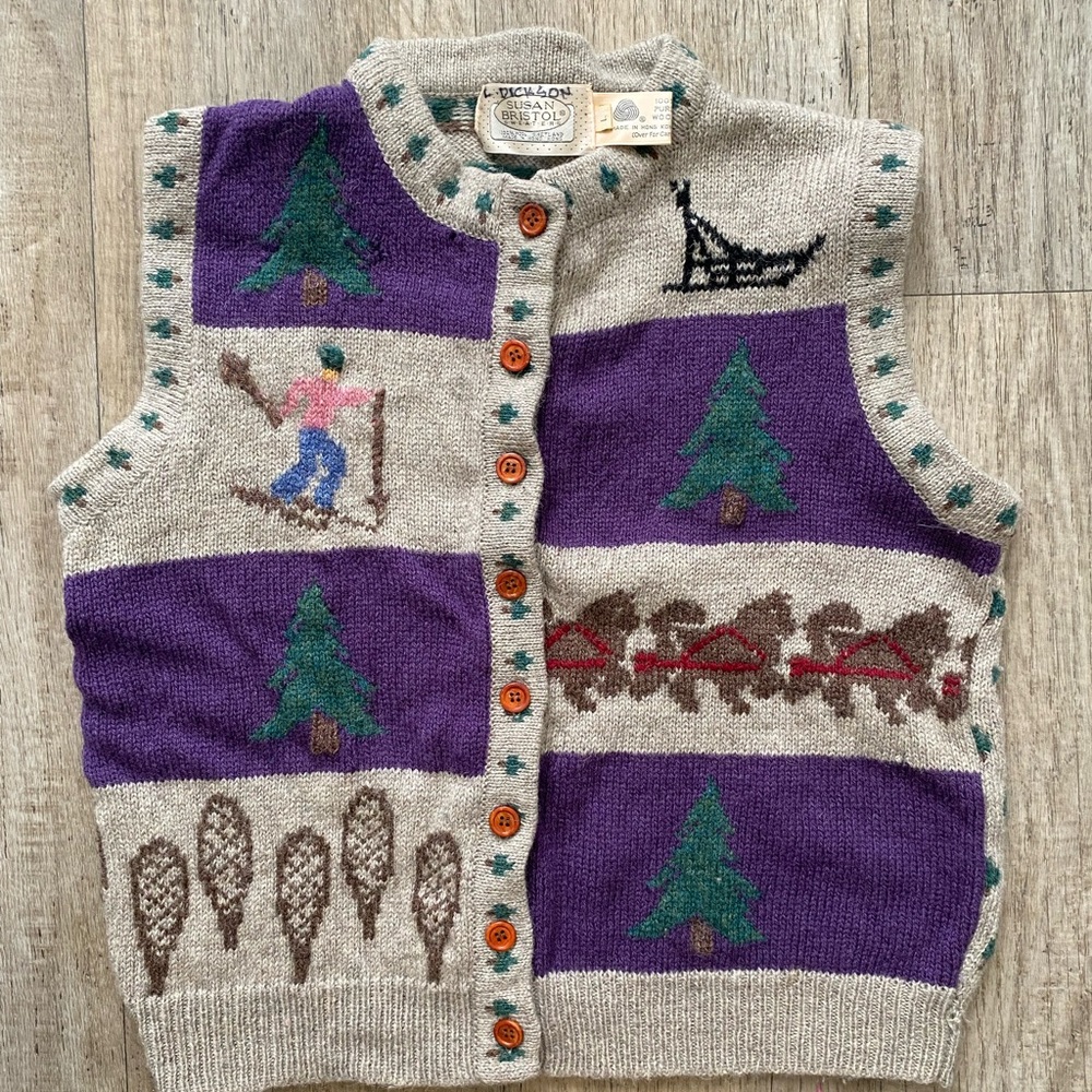 Vintage Knit Vest with Winter Motif